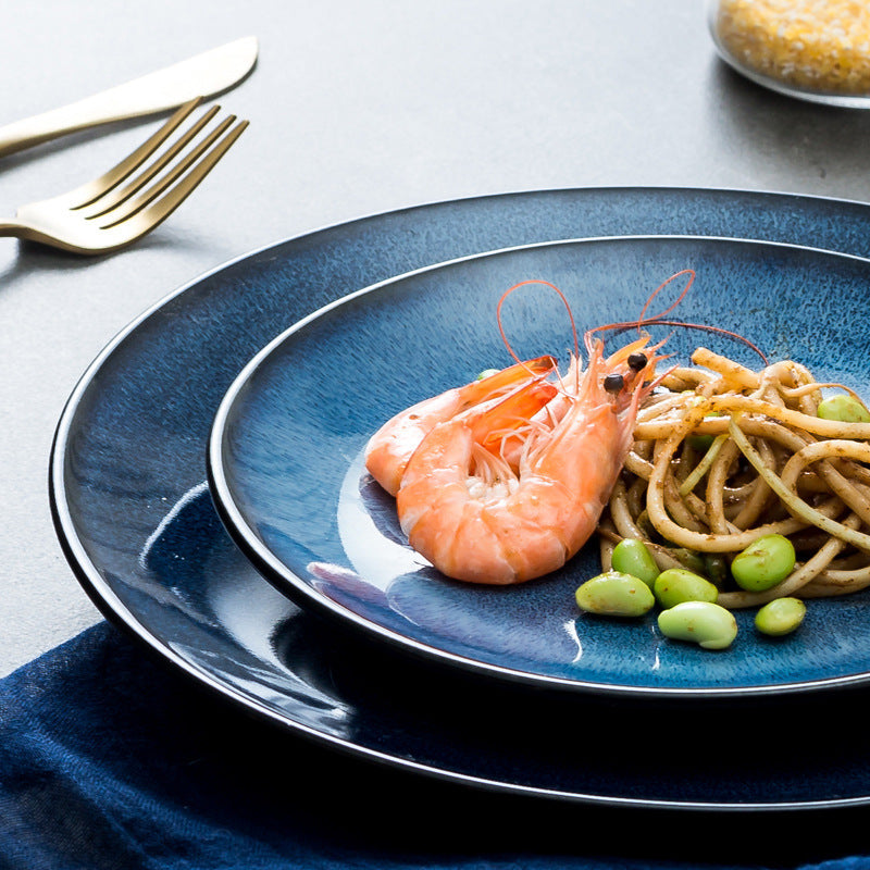 Ceramic Blue Round Plate