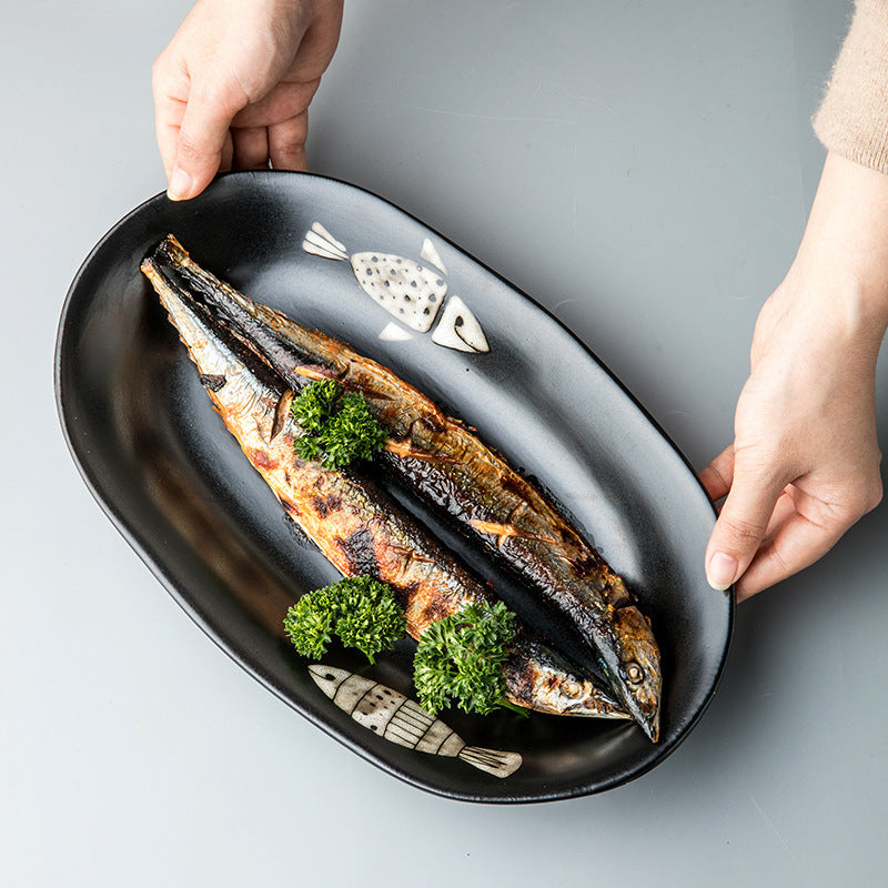 Japanese Hand-painted Fish Plate Large Fish Plate