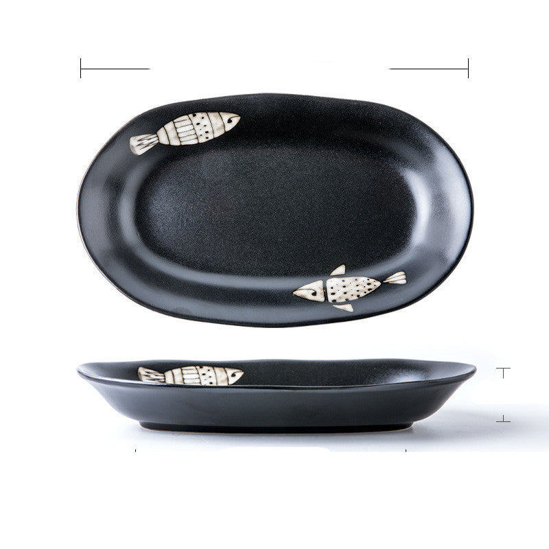 Japanese Hand-painted Fish Plate Large Fish Plate