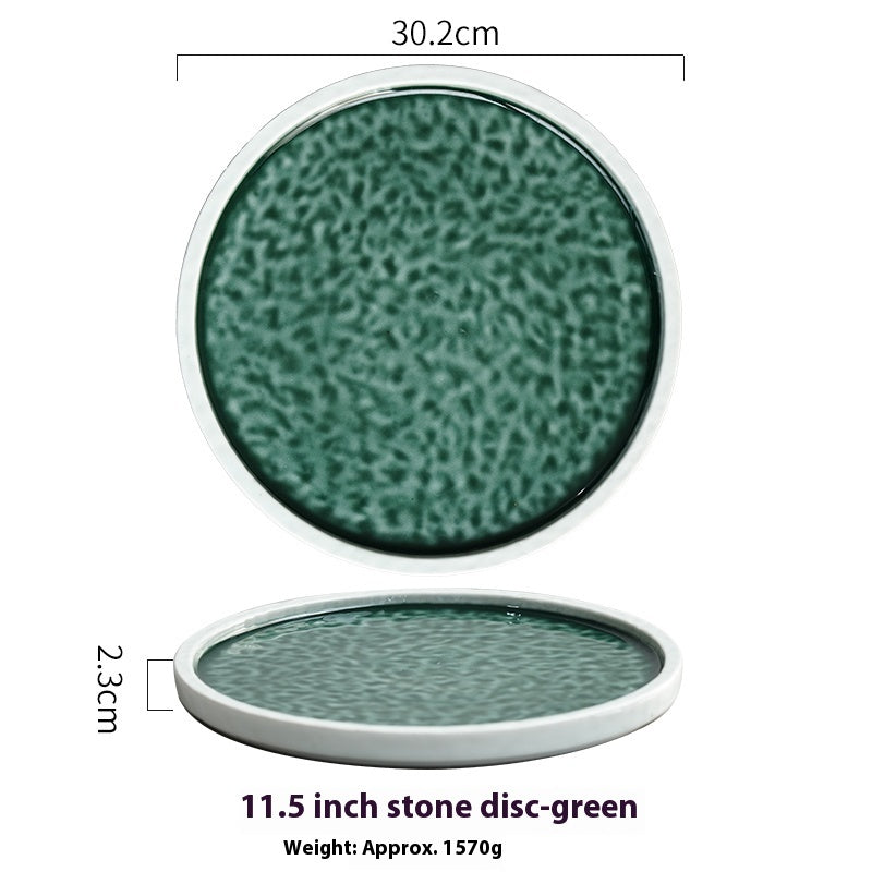 Creative Ceramic Round Plate Retro Large Plate Dish