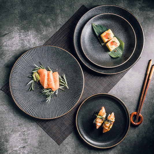 Creative Frosted Black Ceramic Plate