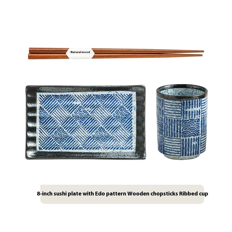 Retro Rectangular Japanese Style Sushi Plate