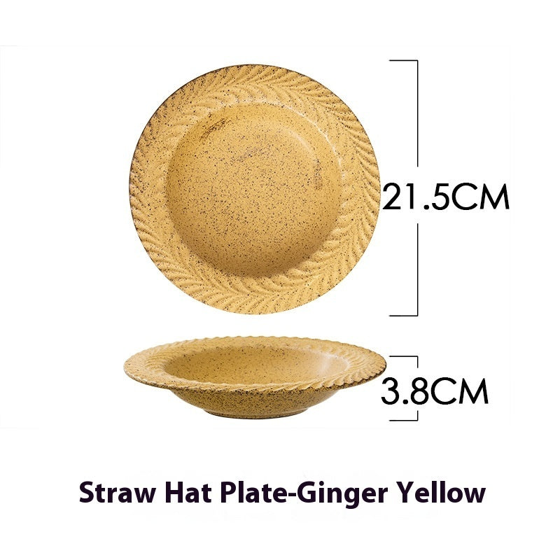 Retro Style Round Ceramic Soup Plate