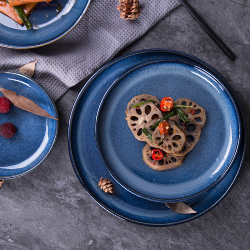 Creative Glaze Blue Ceramic Plate