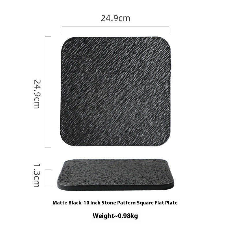 Solid Color Rock Pattern Ceramic Western Food Flat Plate