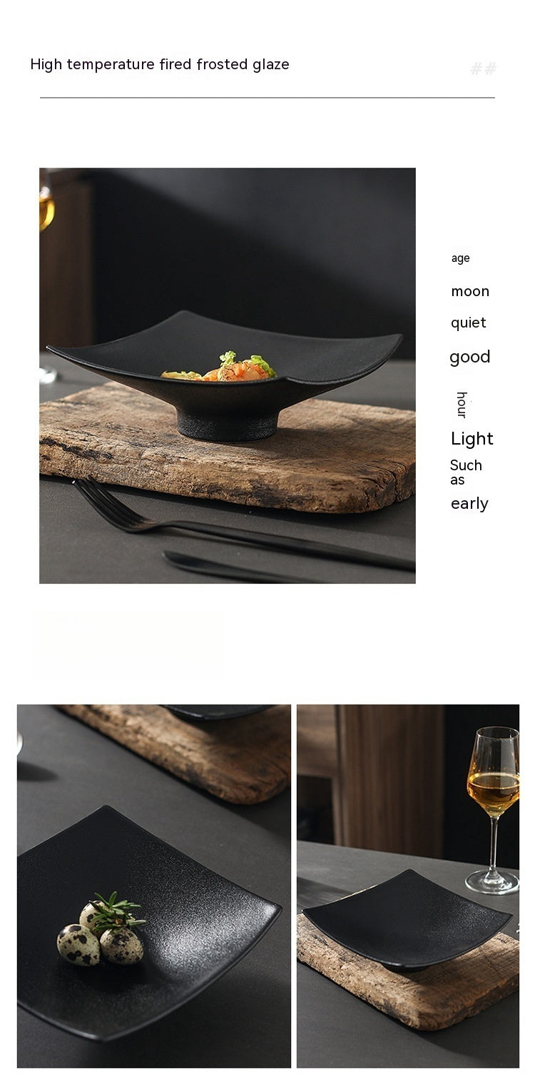 Creative Ceramic Black Square Plate