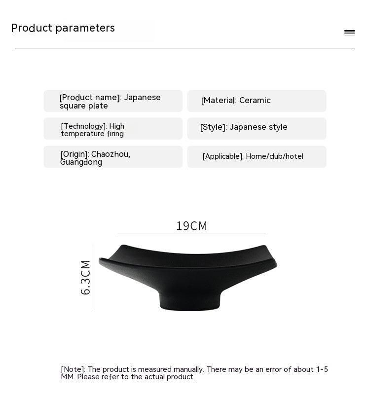 Creative Ceramic Black Square Plate