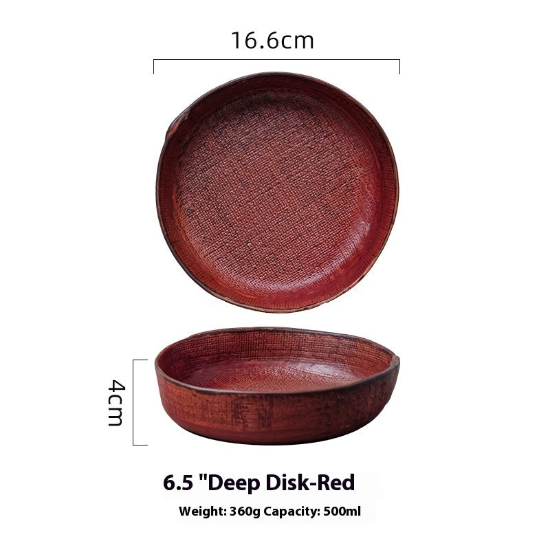 Retro Ceramic Deep Plates Creative Household Plate