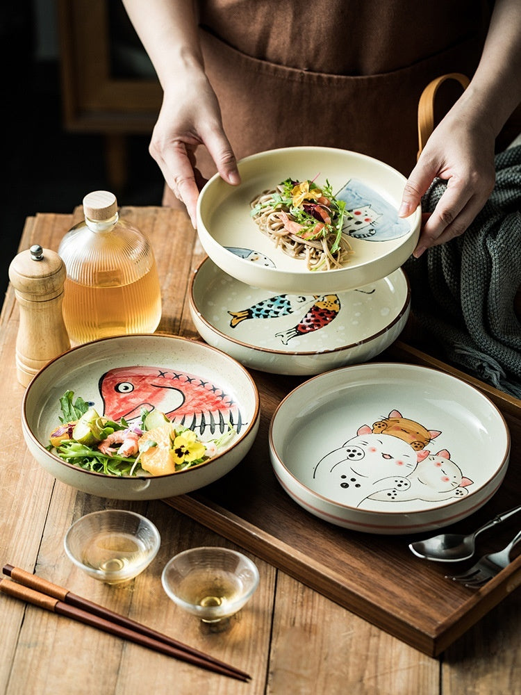 New Homehold Japanese Cat Plate Ceramic Plate