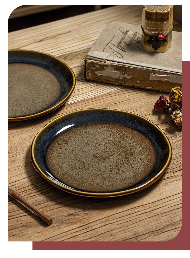 Retro Simple Round Ceramic Plate