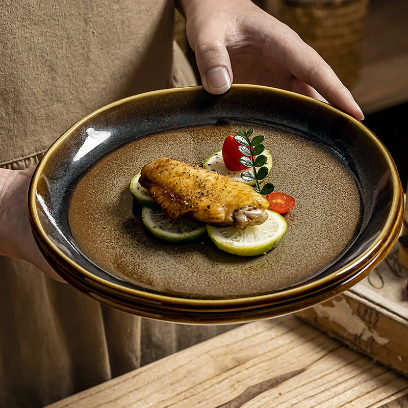 Retro Simple Round Ceramic Plate