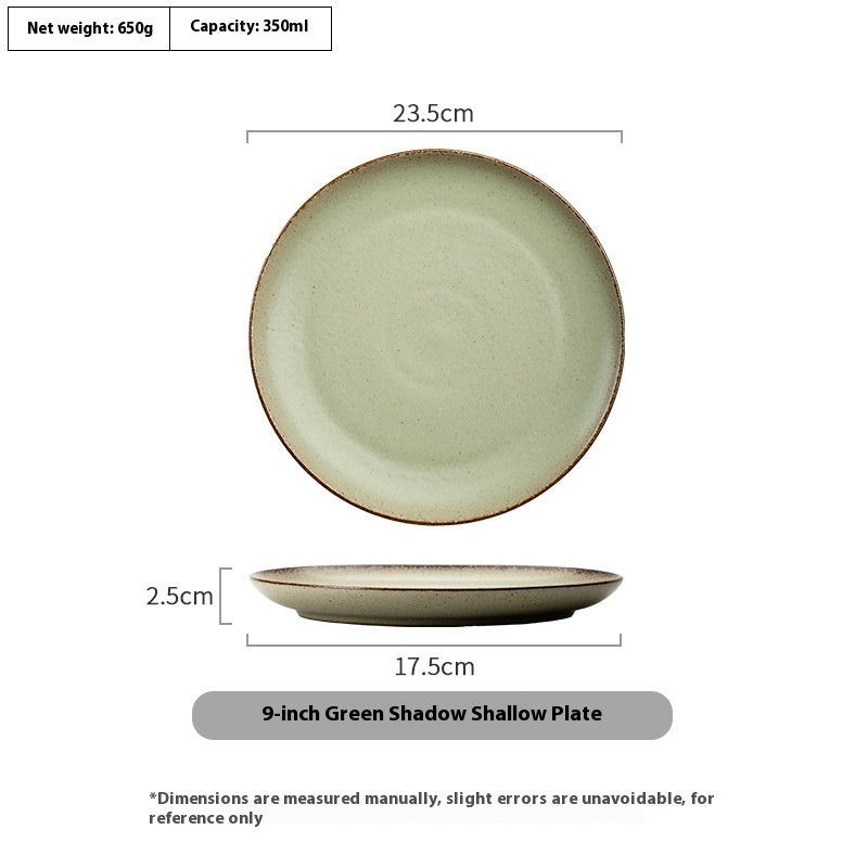 Stoneware Steak Plate Ceramic Western Cuisine Plate Retro Tableware