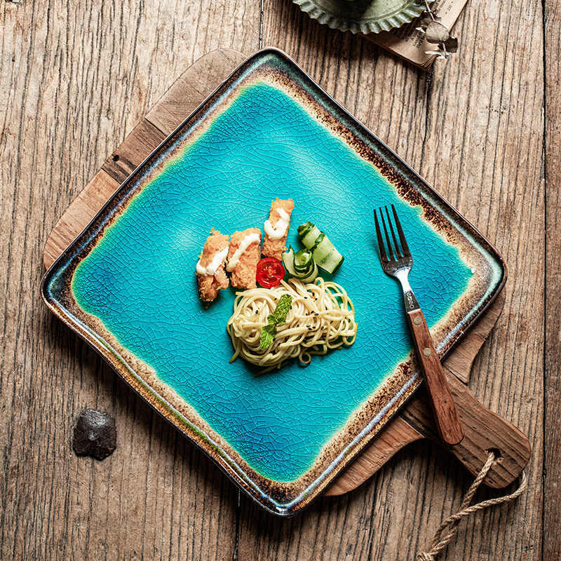 Ocean Blue Ceramic Square Plate