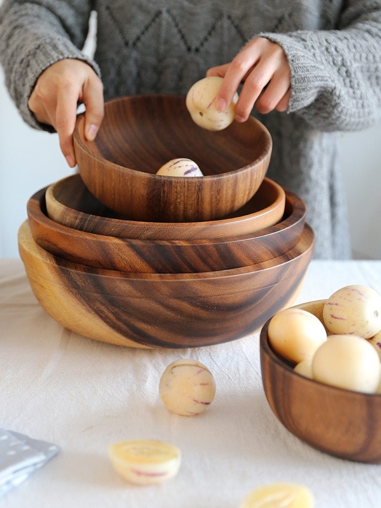 Natural Elegance Wooden Serving Bowl