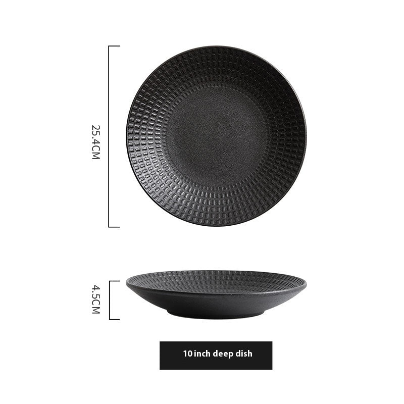 Household Black And White Ceramic Plate