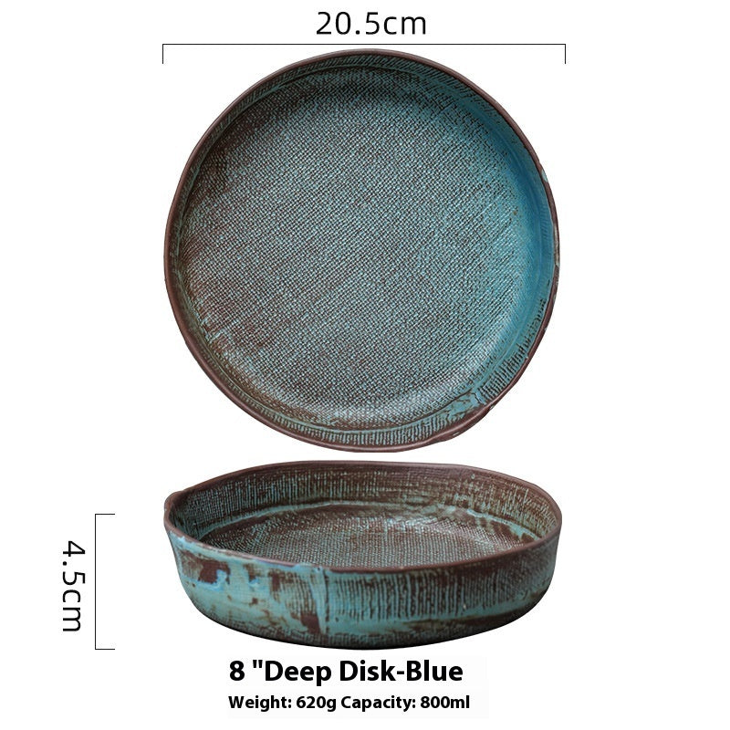 Retro Ceramic Deep Plates Creative Household Plate