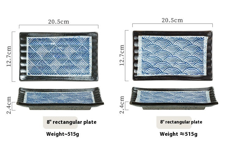 Retro Rectangular Japanese Style Sushi Plate