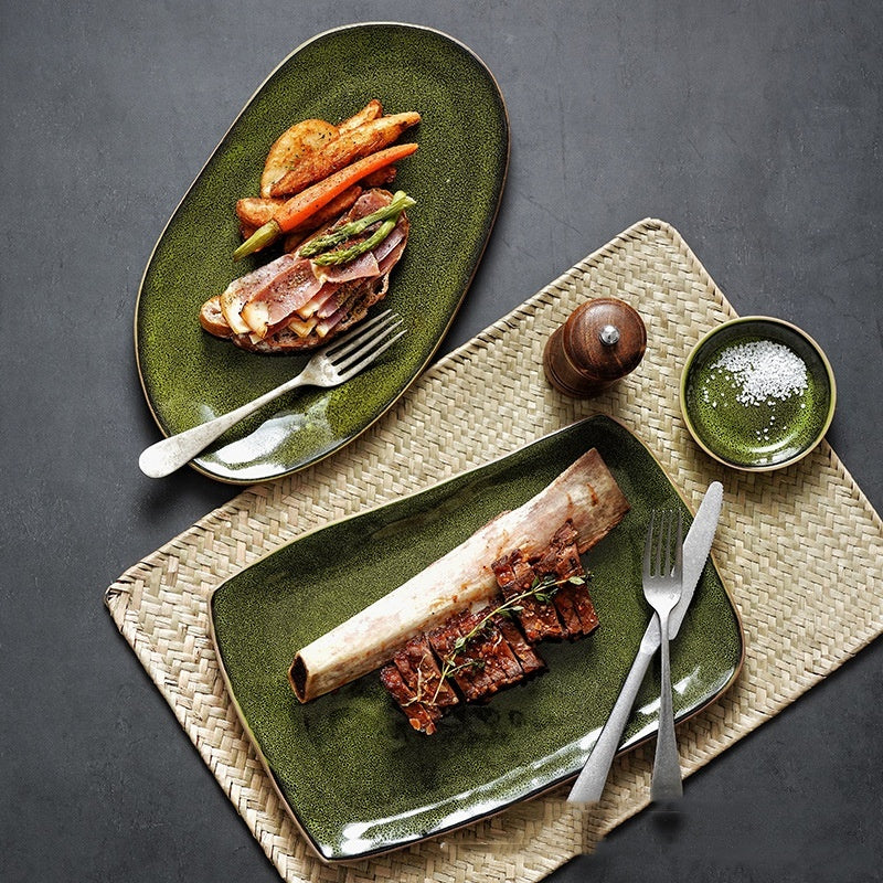 Retro Ceramic Plate Home Creative Irregular Plate