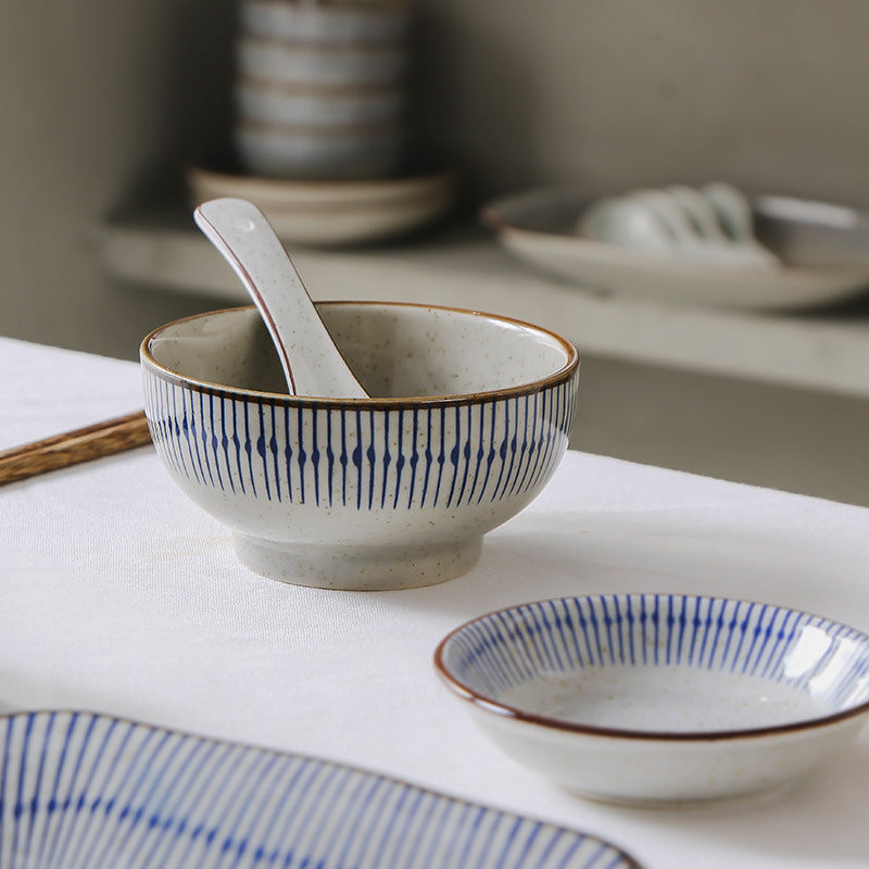 Vintage Ceramic Tableware Hand Painted Underglaze Plate