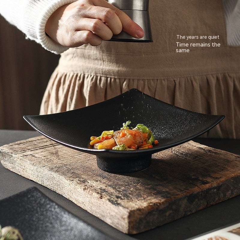 Creative Ceramic Black Square Plate