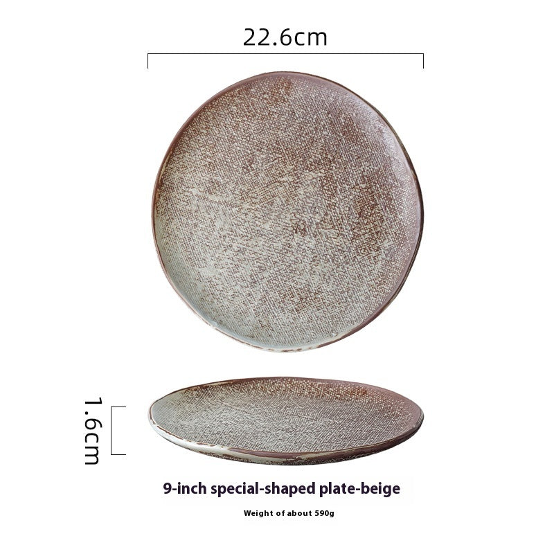 Retro Hand-painted Household Round Ceramic Plate