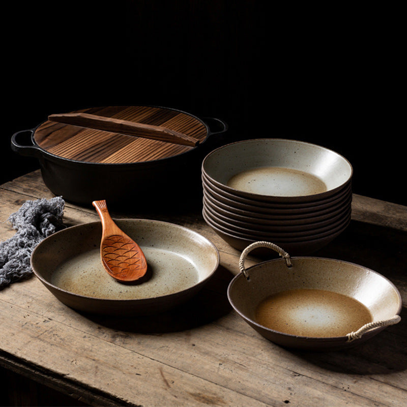 Handmade Pottery Retro Bowl Plate