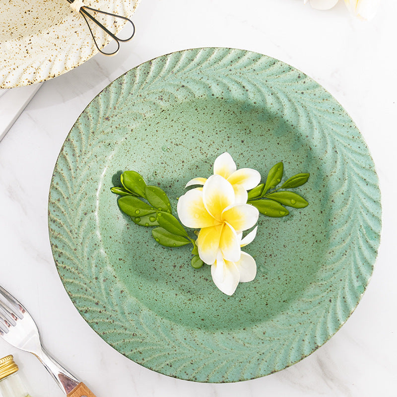 Retro Style Round Ceramic Soup Plate