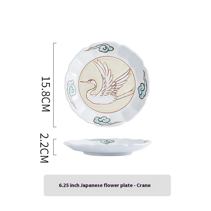 Retro Flower Ceramic Round Plate