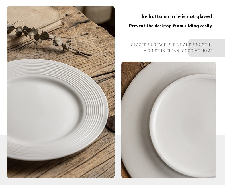 Simple Classic Ceramic Flat Plate Dish