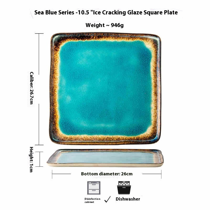 Ocean Blue Ceramic Square Plate