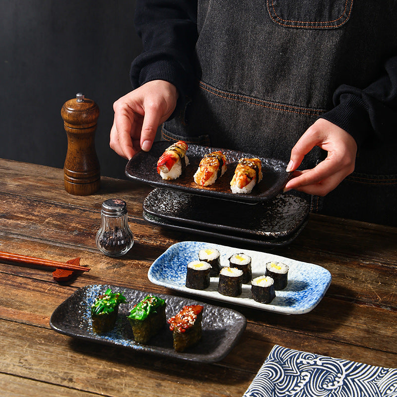 Ceramic Rectangular Stone Pattern Plate