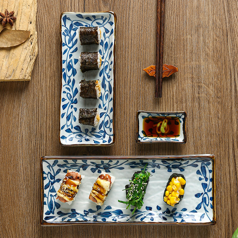 Ceramic Long Plate Rectangular Dessert Snack Plate