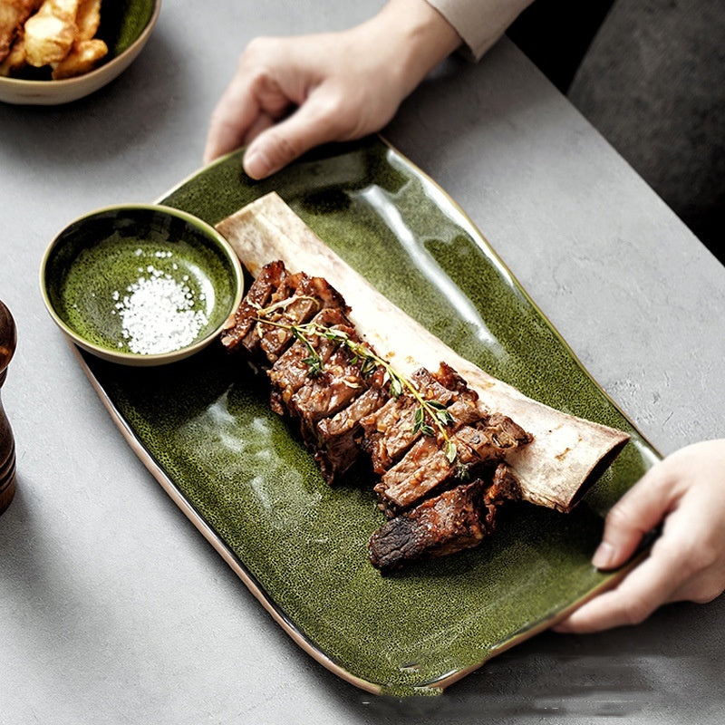 Retro Ceramic Plate Home Creative Irregular Plate