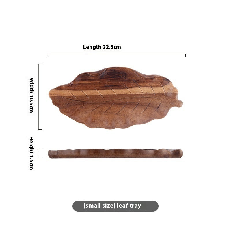Leaf Pattern Long Wooden Plate