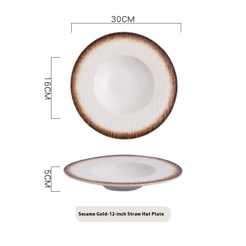 Creative Embossed Black Spaghetti Straw Hat Plate