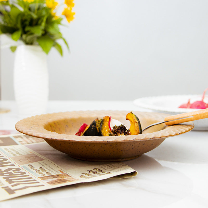 Retro Style Round Ceramic Soup Plate