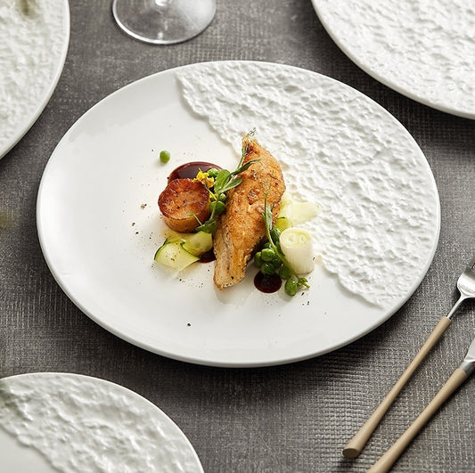 Creative Ceramic White Rock Texture Plate