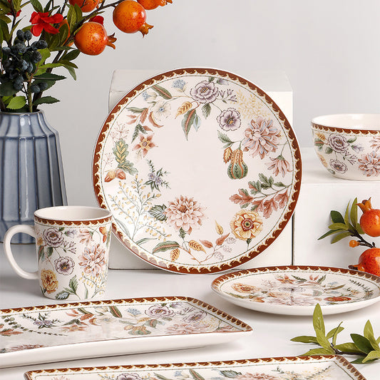 Ceramic Retro Flower Household Dish