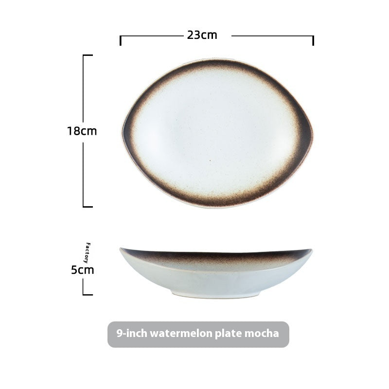 Oval Irregular Plate Ceramic Cold Salad Dish