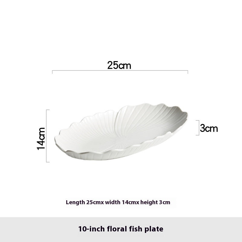 Fish Steaming Plate Household Oval Ceramic Plate