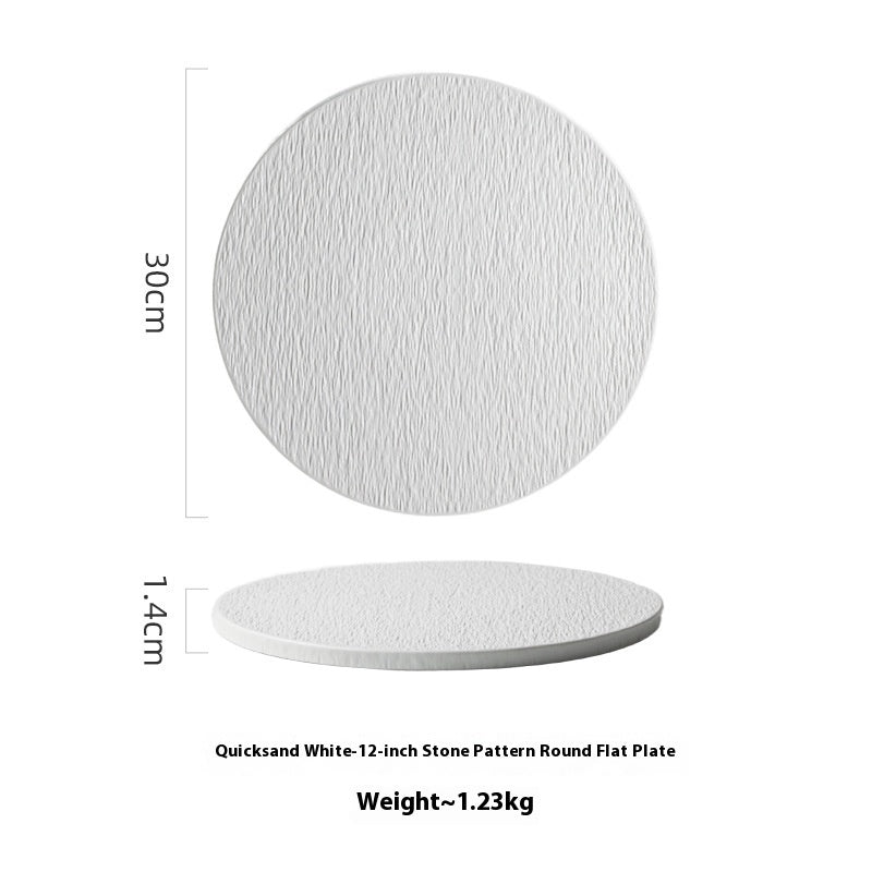 Solid Color Rock Pattern Ceramic Western Food Flat Plate