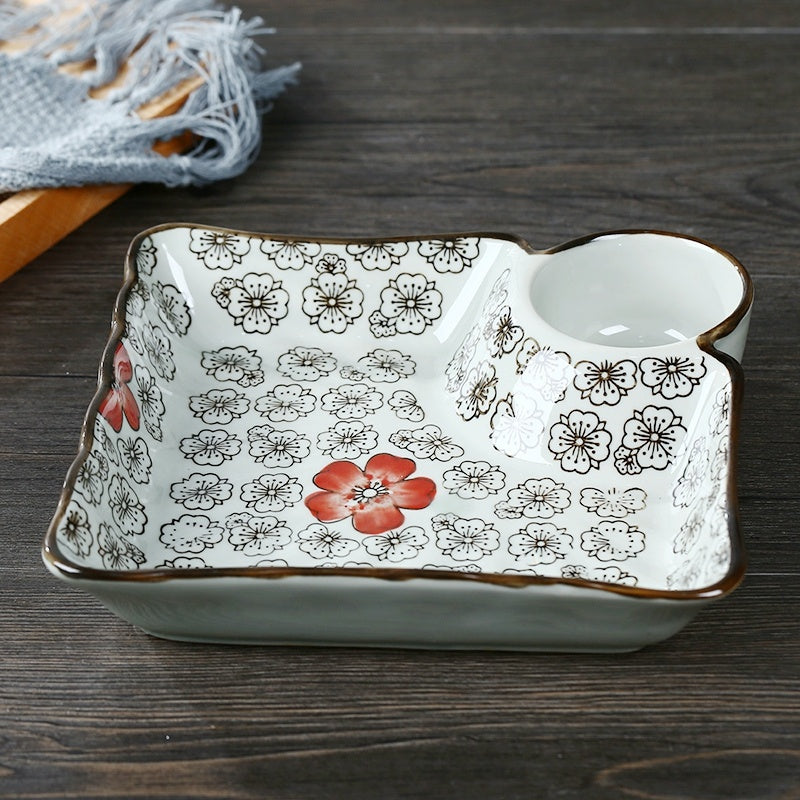 Ceramic Household Compartments Plate