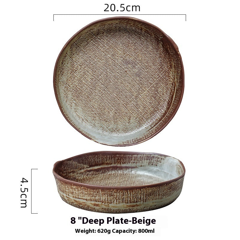 Retro Ceramic Deep Plates Creative Household Plate