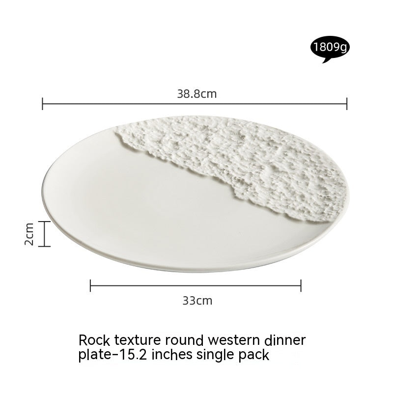 Creative Ceramic White Rock Texture Plate