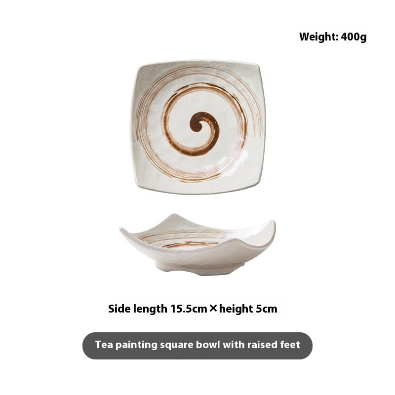 Special-shaped Four-corner Creative Simple Ceramic Bowl