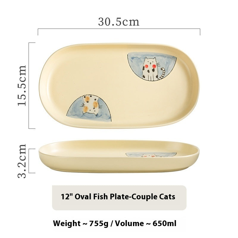 Hand Painted Ceramic Long Oval Plate
