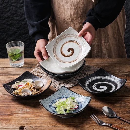 Special-shaped Four-corner Creative Simple Ceramic Bowl