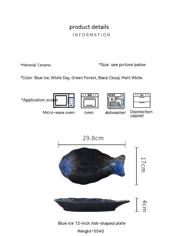 Household Fish Pattern Ceramic Plate