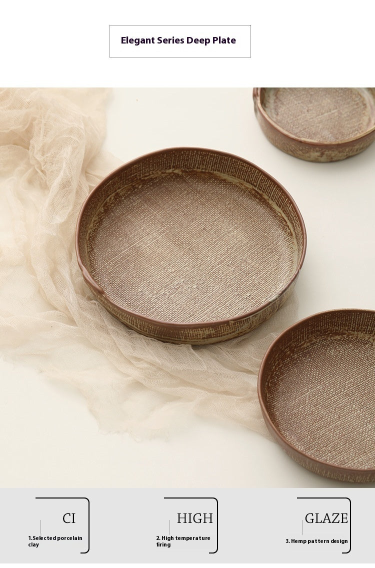 Retro Ceramic Deep Plates Creative Household Plate