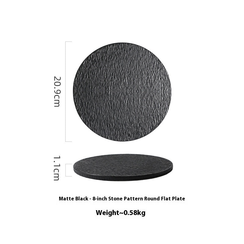 Solid Color Rock Pattern Ceramic Western Food Flat Plate